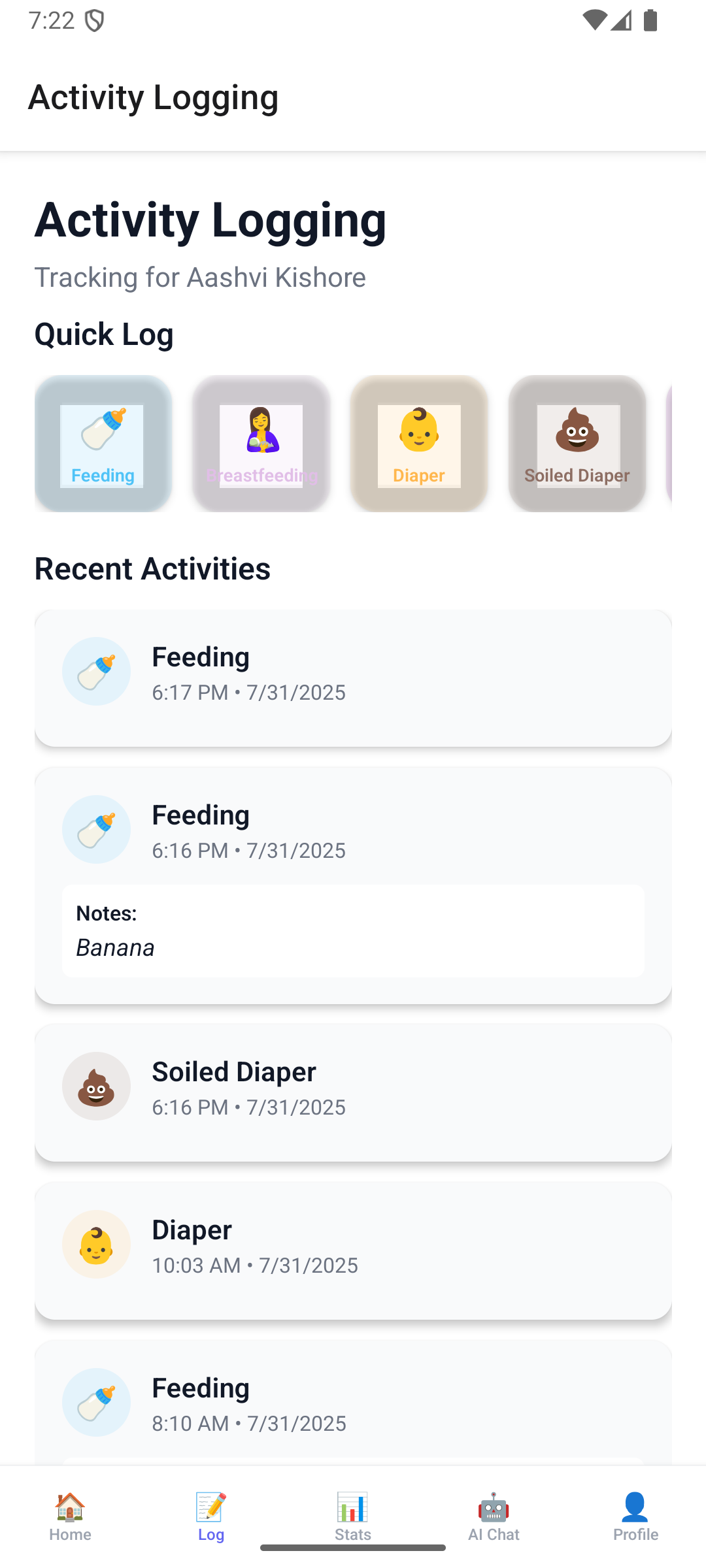 Activity Logging Interface