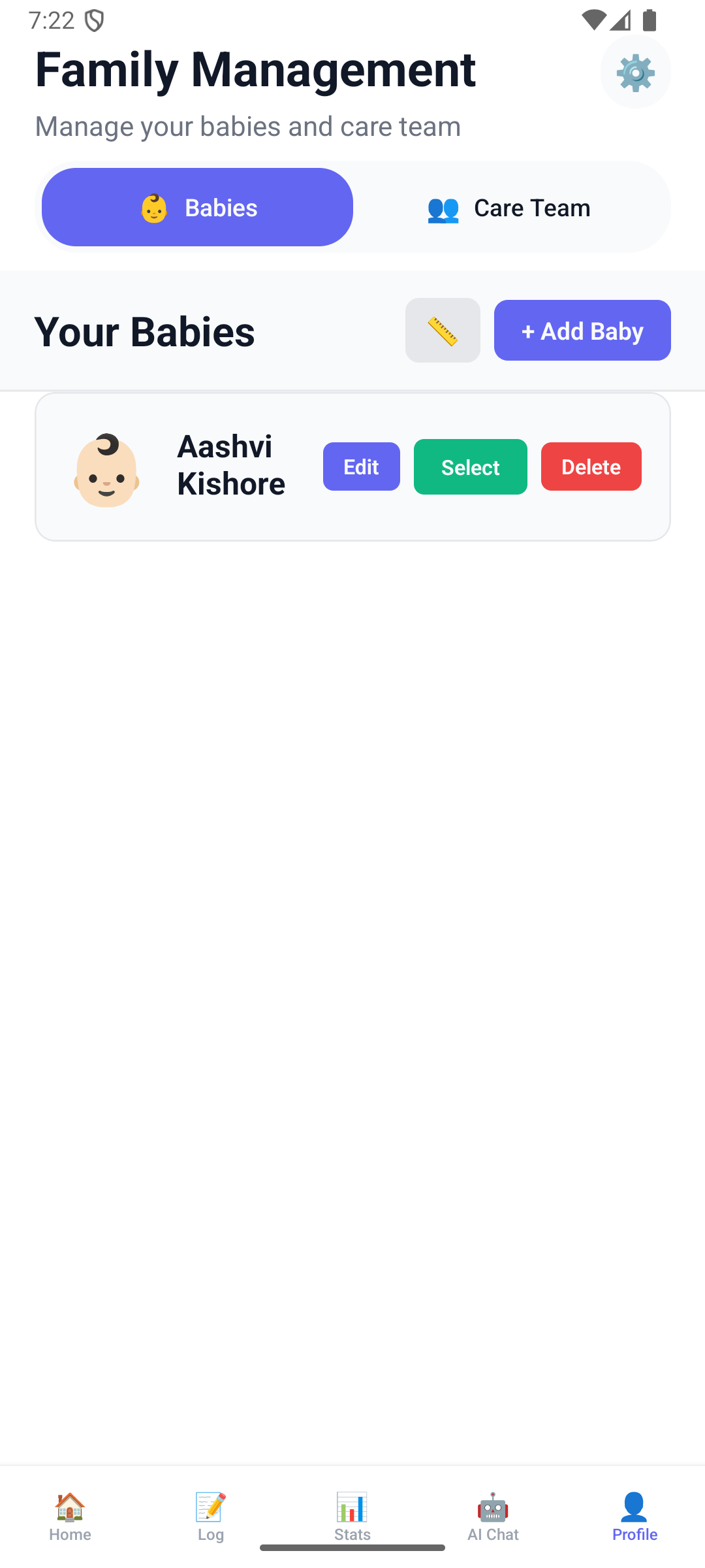 Family Management Interface